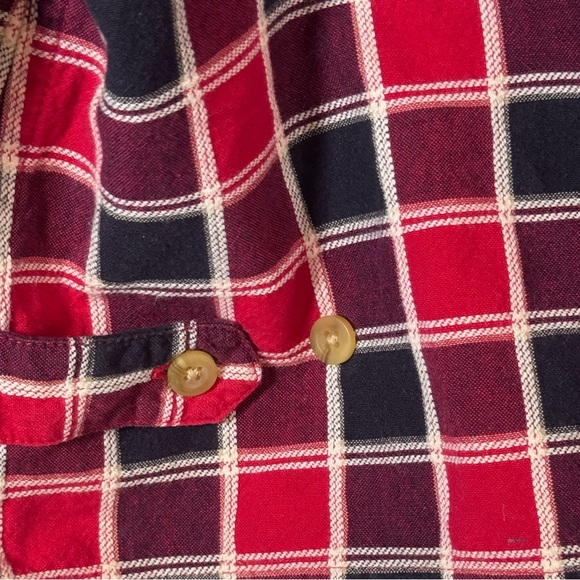 Carolina Colors Plus Red Plaid Zip Front Top 28W Short Sleeve Cotton - Picture 7 of 11